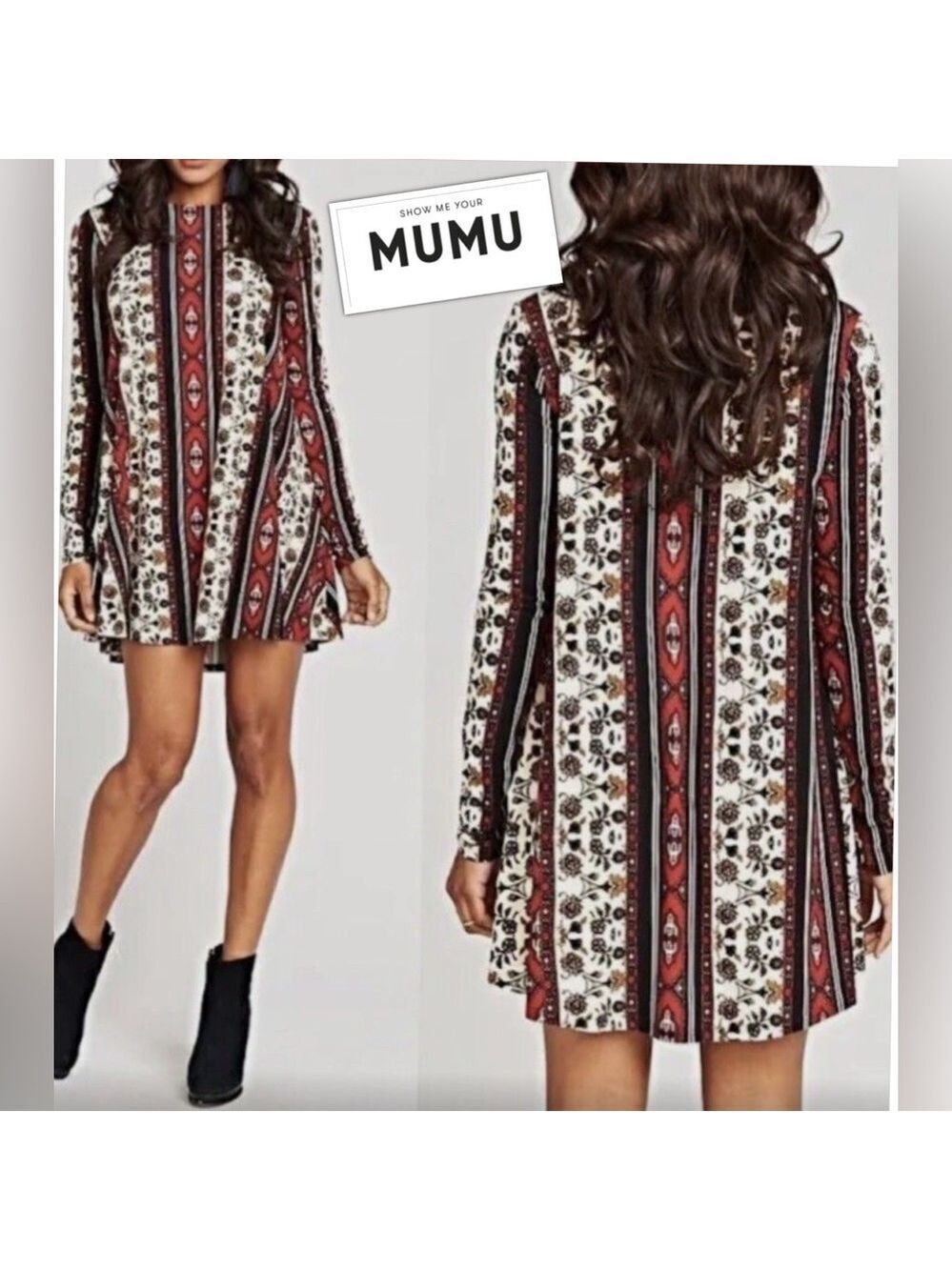 Show Me Your Mumu Tyler Boho Tunic Dress size S Soft Form Flattering Retro Style